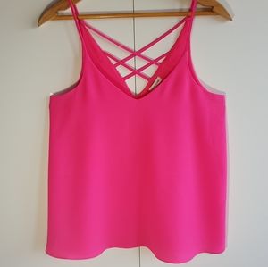 ASOS RIVER ISLAND Cross Back Camisole Tank Size XS Hot Fluorescent Pink